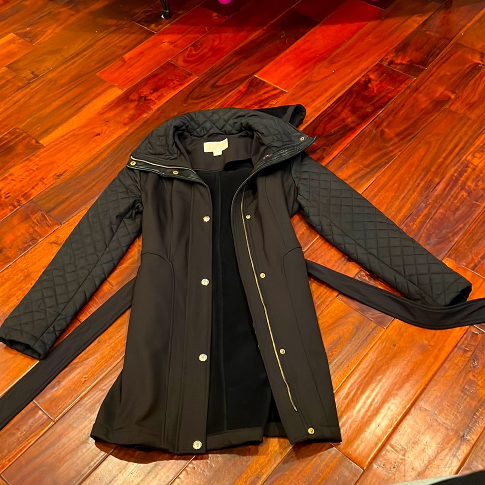 Michael Kors Belted Black Peacoat Size Extra Small